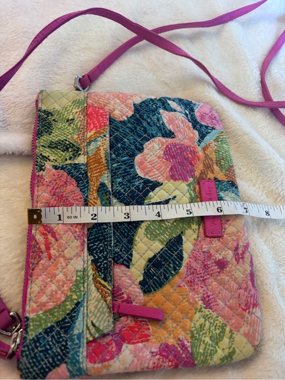 Vera Bradley RFID All In One Crossbody Wallet Floral Quilted Purse Pink - Picture 5 of 8